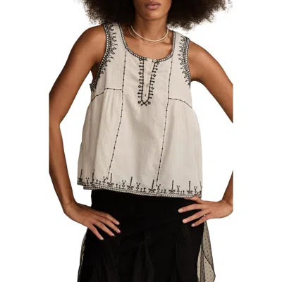 Lucky Brand Embroidered Cotton Tank In Tofu