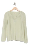 Lucky Brand Embroidered Cotton Top In Desert Sage