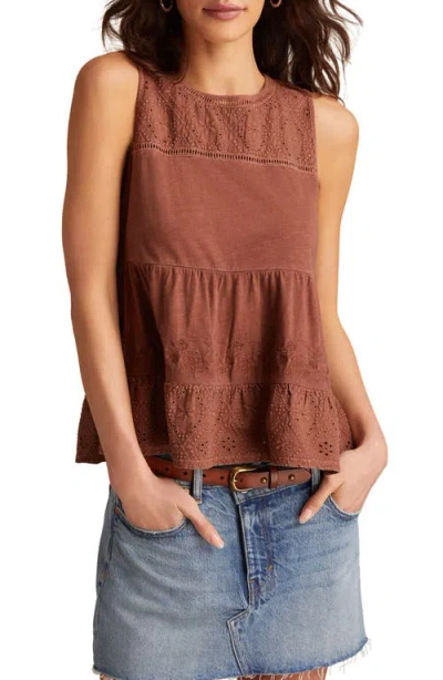 Lucky Brand Embroidered Eyelet Tank In Brown