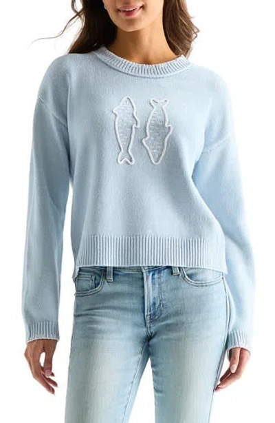 Lucky Brand Embroidered Fish Sweater In Blue