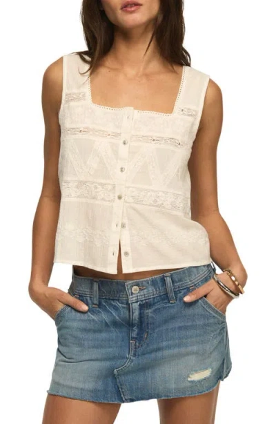 Lucky Brand Embroidered Lace Crop Tank In Neutral
