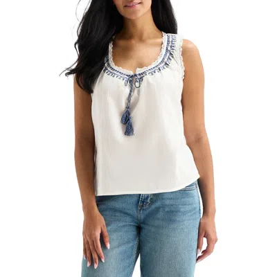 Lucky Brand Embroidered Lace Trim Tank In White