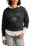 Lucky Brand Embroidered Logo Crewneck Sweatshirt In Dark Shadow