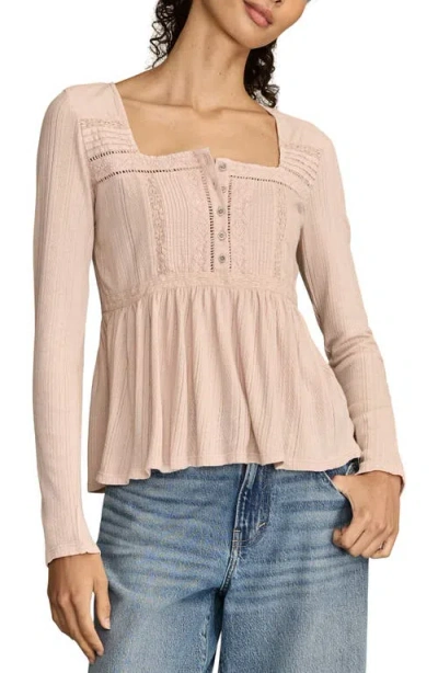 LUCKY BRAND LUCKY BRAND EMBROIDERED LONG SLEEVE PEPLUM TOP
