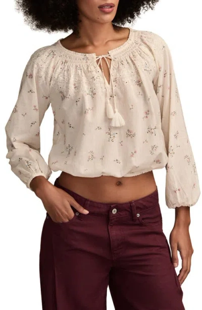 LUCKY BRAND LUCKY BRAND EMBROIDERED PEASANT TOP