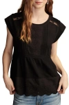 Lucky Brand Embroidered Peplum Top In Meteorite