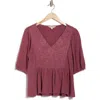 Lucky Brand Embroidered Peplum Top In Violet Quartz