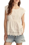 Lucky Brand Embroidered Peplum Top In Whisper White