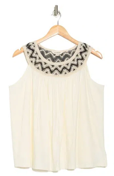 Lucky Brand Embroidered Round Neck Tank
