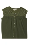 Lucky Brand Embroidered Sleeveless Top In Green