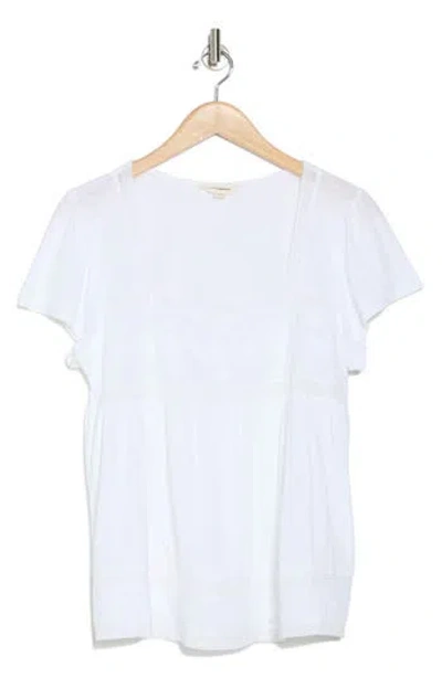 Lucky Brand Embroidered Square Neck Cotton & Modal Top In Bright White