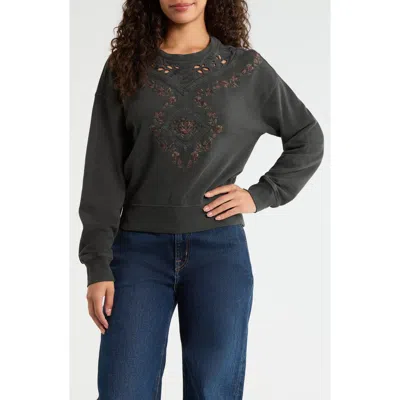 Lucky Brand Embroidered Sweatshirt In Gray