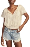 Lucky Brand Women's Embroidered Flutter-sleeve Top In Luminary Green