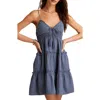 Lucky Brand Women's Cotton Tiered Babydoll Mini Dress In Blue