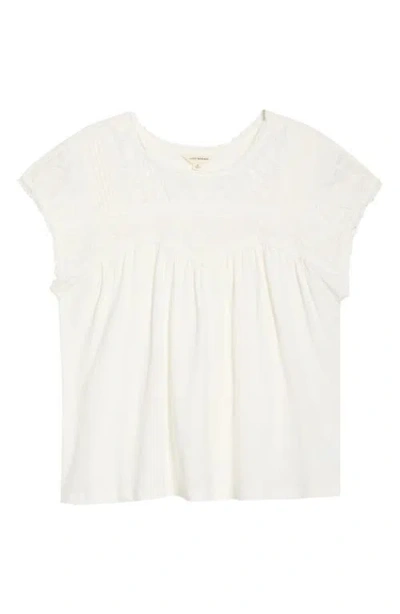 Lucky Brand Embroidered Yoke Top In White