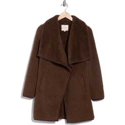 Lucky Brand Envelope Collar Faux Shearling Coat In Multi