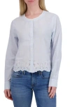 Lucky Brand Eyelet Cotton Button-up Top In Blue Stripe