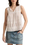 Lucky Brand Eyelet Embroidered Cotton Tank In White