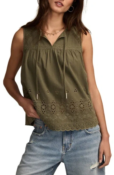Lucky Brand Eyelet Embroidered Cotton Tank