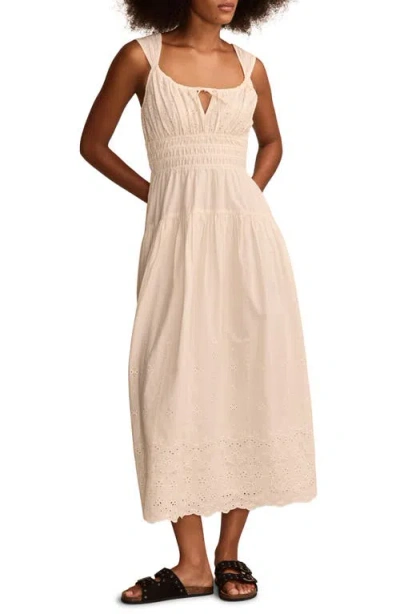 Lucky Brand Eyelet Embroidery A-line Dress In Whisper White