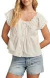 Lucky Brand Eyelet Trim Pintuck Button-up Top In Bright White