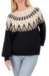 Lucky Brand Fair Isle Crew Sweater In Black Combo