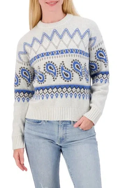 Lucky Brand Fair Isle Crew Sweater In Heather Grey