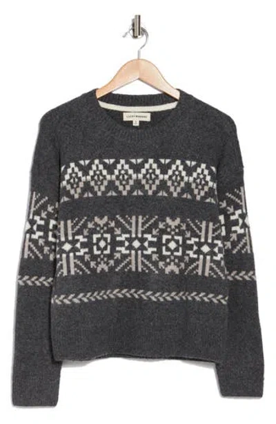 Lucky Brand Fair Isle Crewneck Sweater In Charcoal Multi