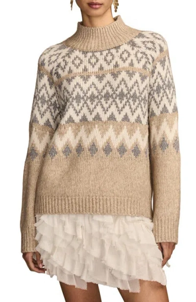 Lucky Brand Fair Isle Mock Neck Sweater In Neutral