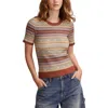 Lucky Brand Fair Isle Short Sleeve Sweater In Brown