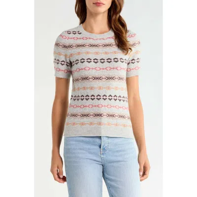 Lucky Brand Fair Isle Short Sleeve Sweater In Multi