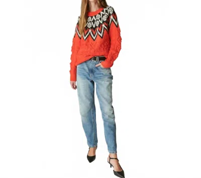 Lucky Brand Fair Isle Sweater In Fiery Red