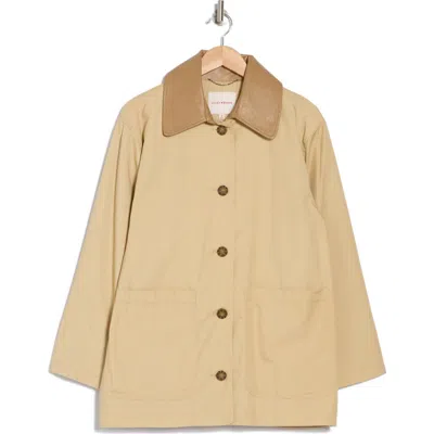 Lucky Brand Faux Leather Collar Barn Jacket In Camel