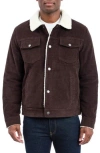 Lucky Brand Faux Shearling Lined Corduroy Trucker Jacket In Brown