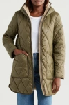 Lucky Brand Faux Shearling Lined Hooded Utility Coat In Light Olive