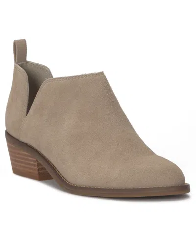 Lucky Brand Fayth Ankle Booties In Stone Suede