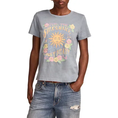 Lucky Brand Feel The Sunshine Embroidered Cotton Graphic T-shirt In Faded Denim