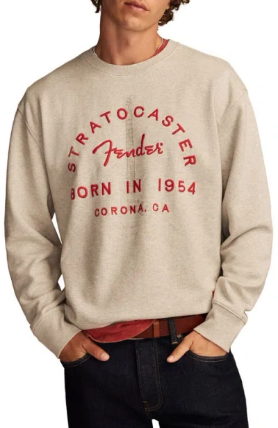 Lucky Brand Fender Stratocaster Embroidered Graphic Sweatshirt In Light Heather Grey
