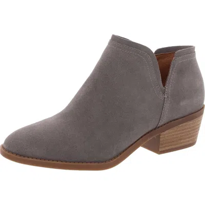 Lucky Brand Ferolia Womens Suede Almond Toe Ankle Boots In Grey