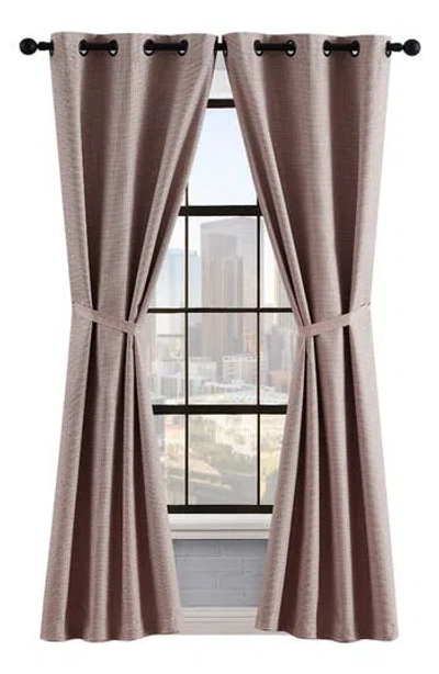 Lucky Brand Finley Textured Blackout Set Of 2 Curtain Panels In Pink