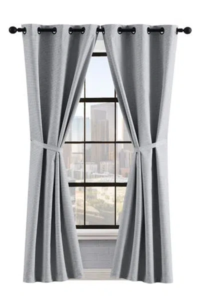 Lucky Brand Finley Textured Blackout Set Of 2 Curtain Panels In Gray