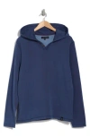 Lucky Brand Fleece Henley Hoodie In Dress Blues