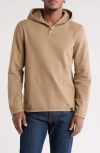 Lucky Brand Fleece Henley Hoodie In Shitake