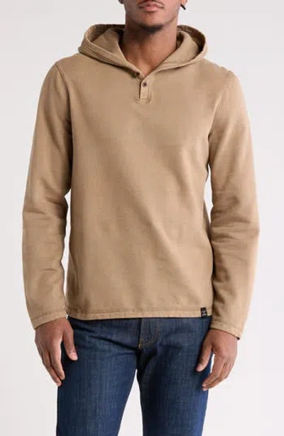 Lucky Brand Fleece Henley Hoodie In Shitake