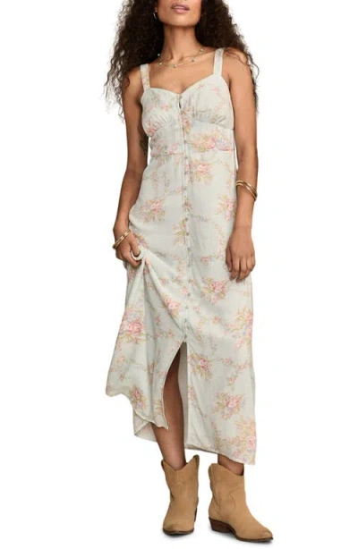 Lucky Brand Floral Button-up Midi Dress In Neutral