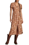 Lucky Brand Floral Cotton Shirtdress In Taupe Floral