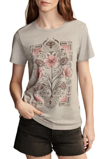 Lucky Brand Floral Embellished Graphic T-shirt In Light Heat