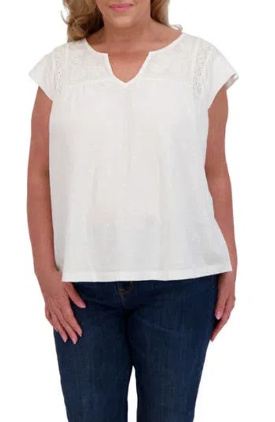 Lucky Brand Floral Embroidered Cap Sleeve T-shirt