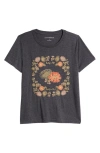 LUCKY BRAND FLORAL EMBROIDERED GRAPHIC T-SHIRT