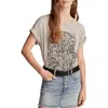 Lucky Brand Floral Embroidered Oversize T-shirt In Light Heather Grey